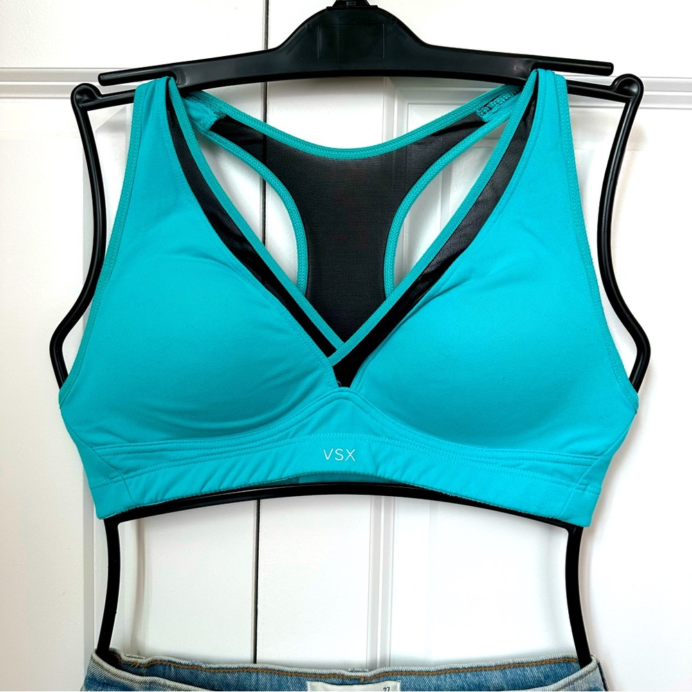 Turquoise v neck Victoria’s Secret sports bra.